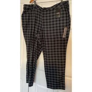 Lee Plus Black Gray‎ Houndstooth Plaid Pants Wrinkle Free 24W Petite New